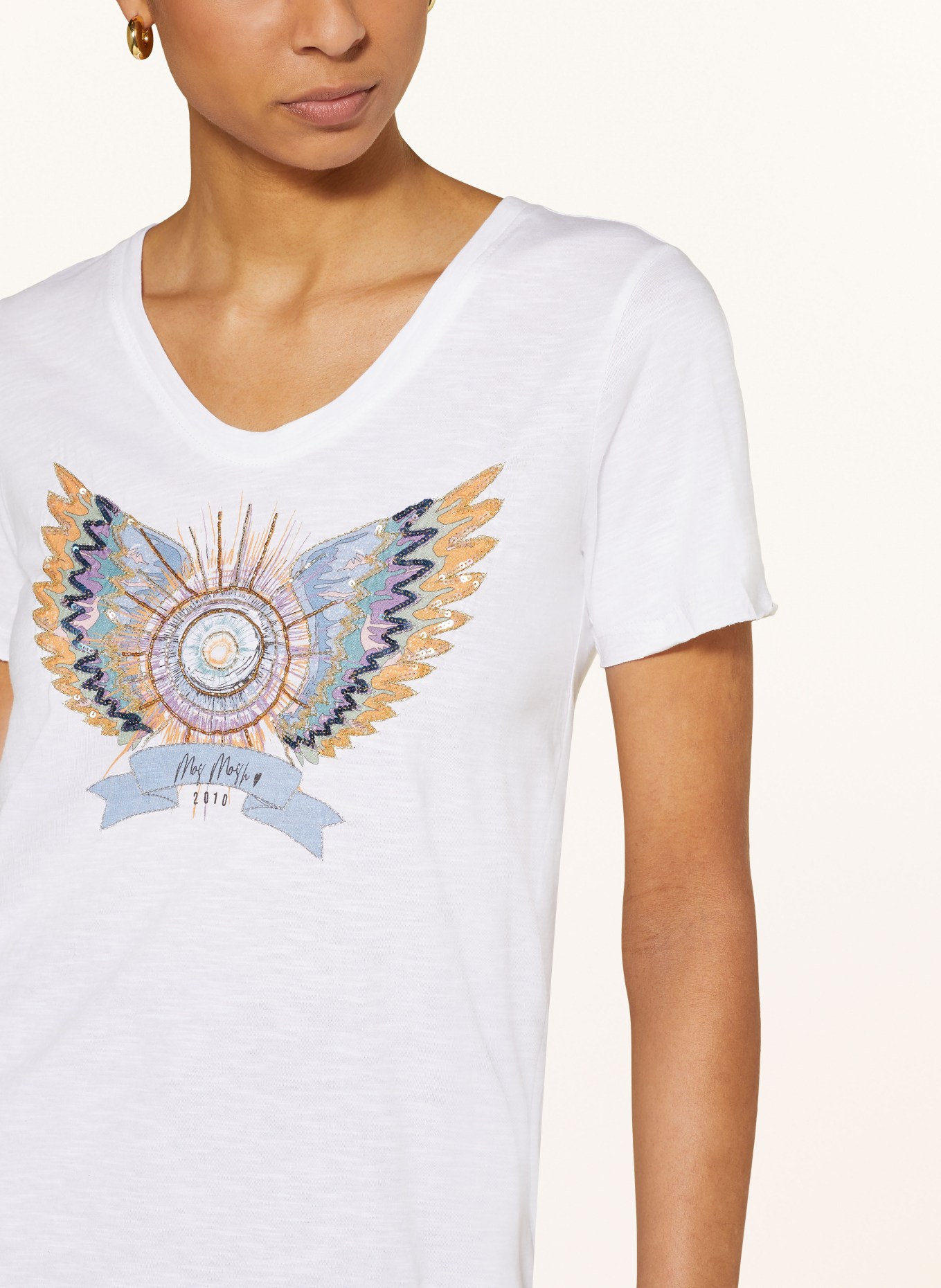 MOS MOSH T-Shirt MMGETHI mit Pailletten, Farbe: WEISS/ ORANGE/ LILA (Bild 4)