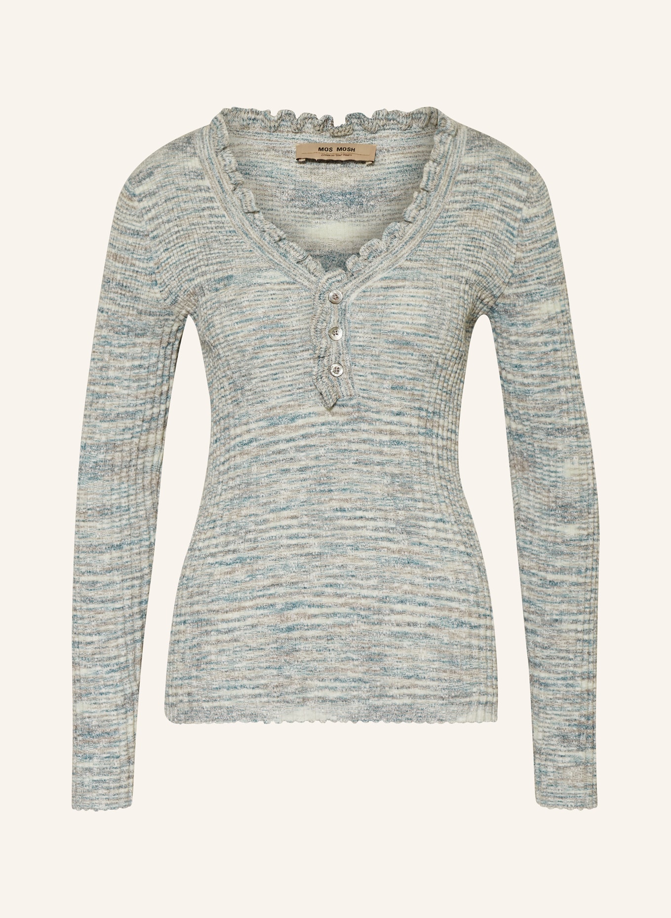 MOS MOSH Sweater MMEISLEY with ruffles, Color: TEAL/ MINT/ GRAY (Image 1)