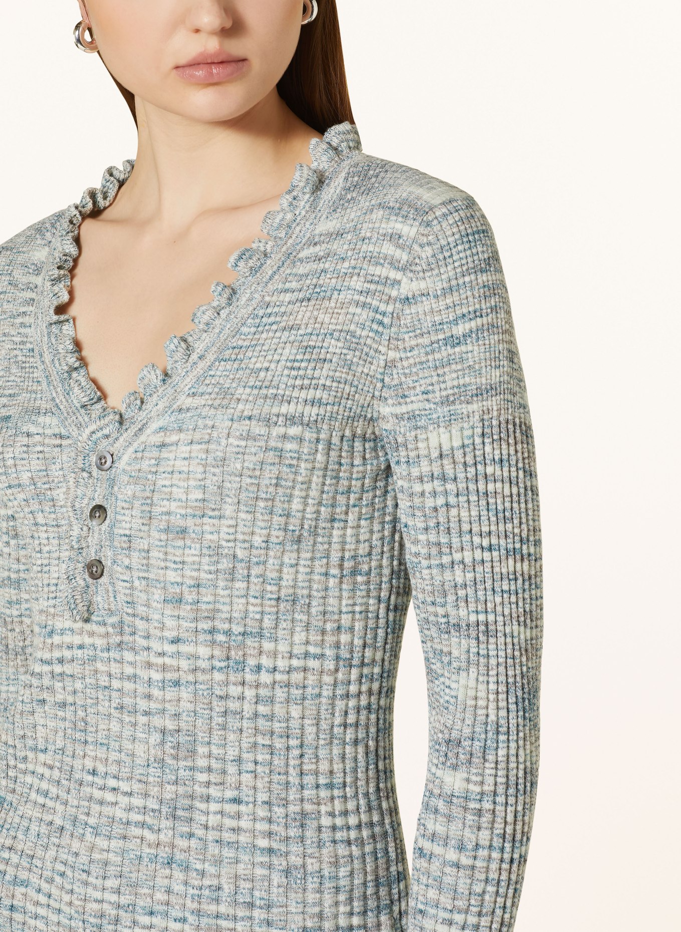 MOS MOSH Pullover MMEISLEY mit Rüschen, Farbe: PETROL/ MINT/ GRAU (Bild 4)