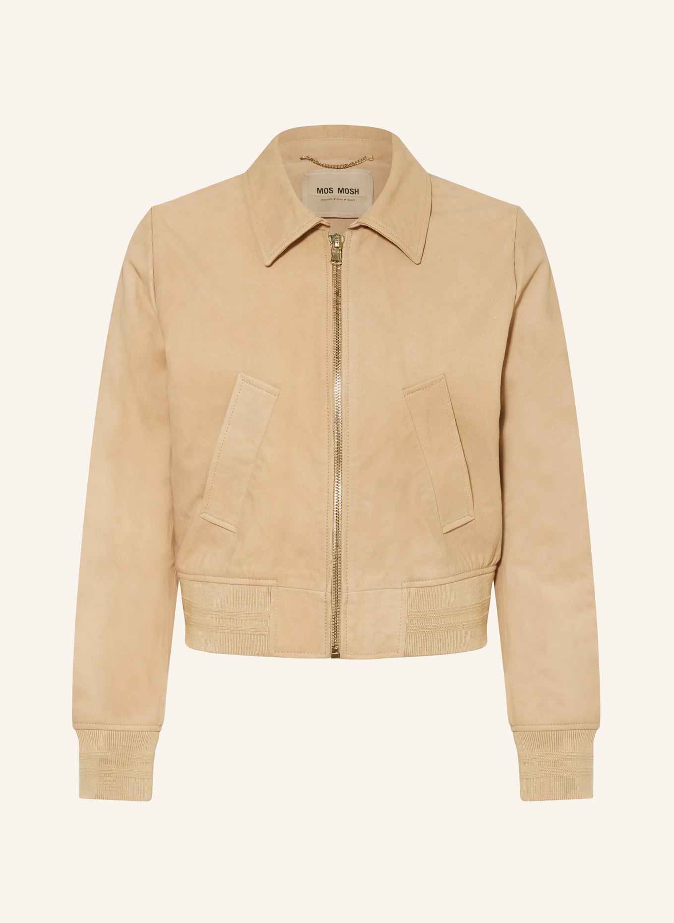 MOS MOSH Leather bomber jacket MMAMBY, Color: CAMEL (Image 1)