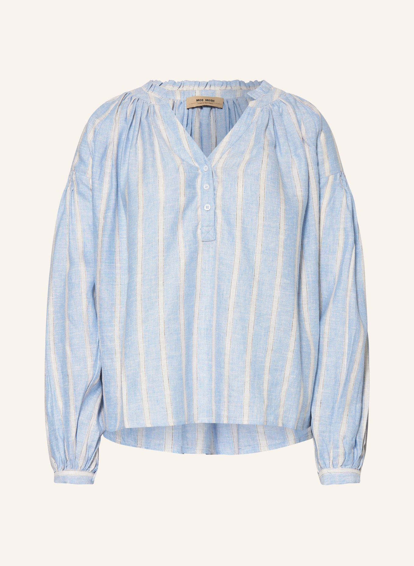 MOS MOSH Shirt blouse MMSAFI made of linen, Color: LIGHT BLUE/ ECRU (Image 1)
