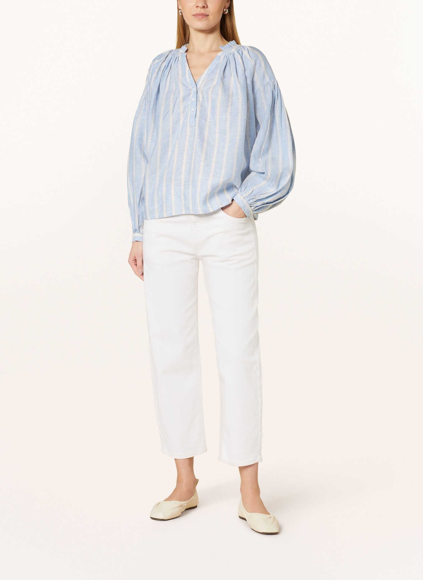 MOS MOSH Shirt blouse MMSAFI made of linen, Color: LIGHT BLUE/ ECRU (Image 2)