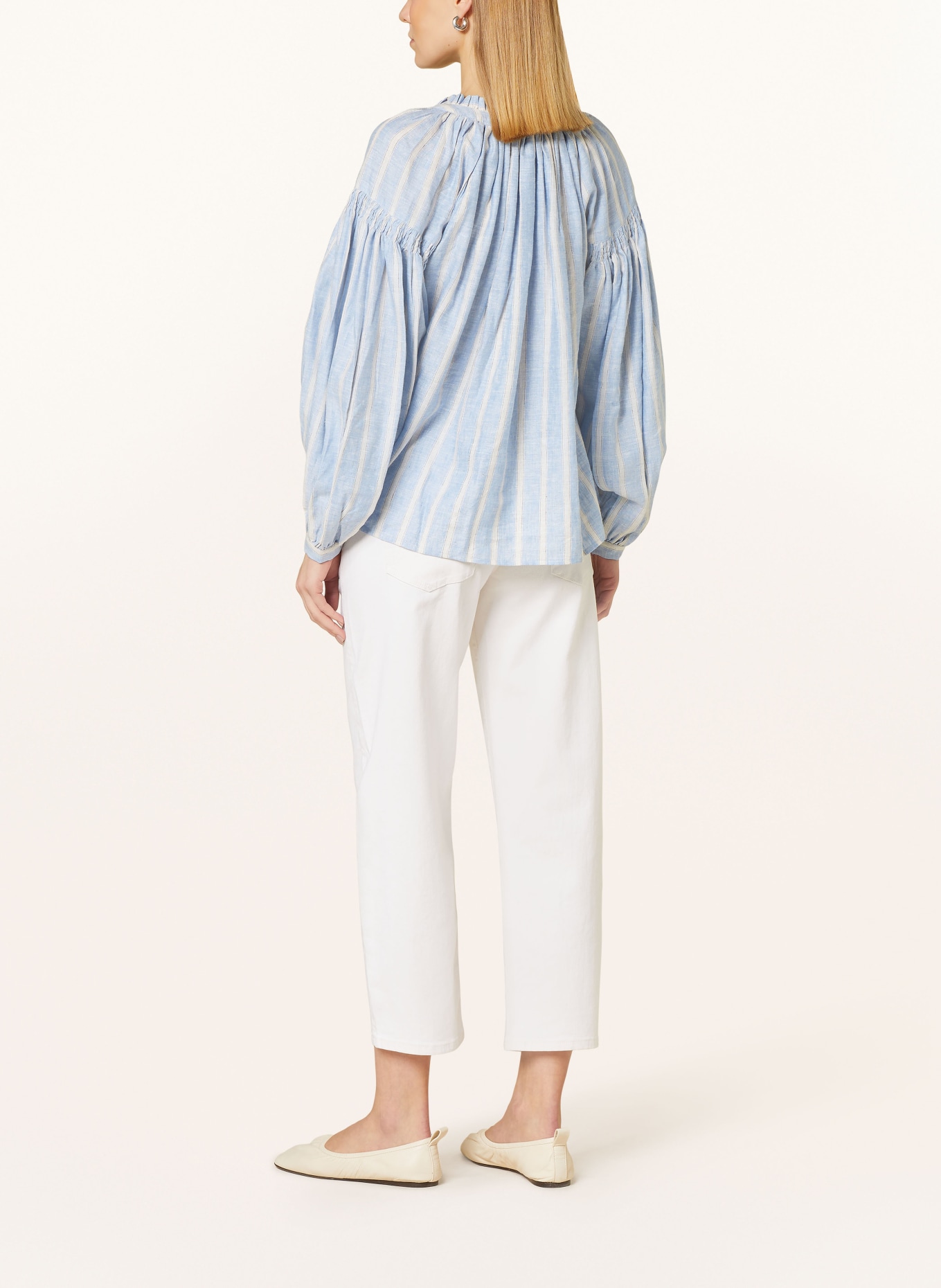 MOS MOSH Shirt blouse MMSAFI made of linen, Color: LIGHT BLUE/ ECRU (Image 3)