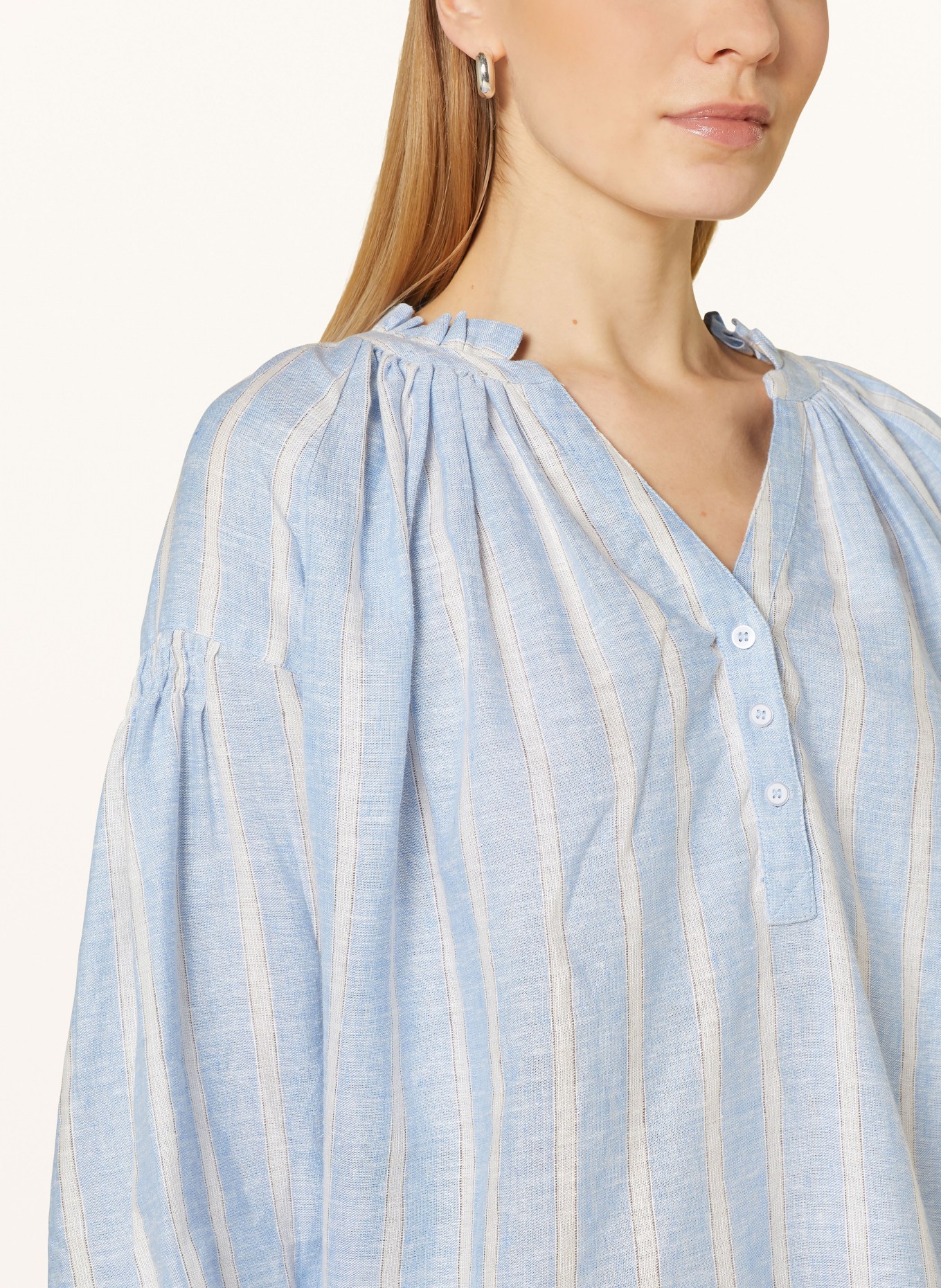 MOS MOSH Shirt blouse MMSAFI made of linen, Color: LIGHT BLUE/ ECRU (Image 4)