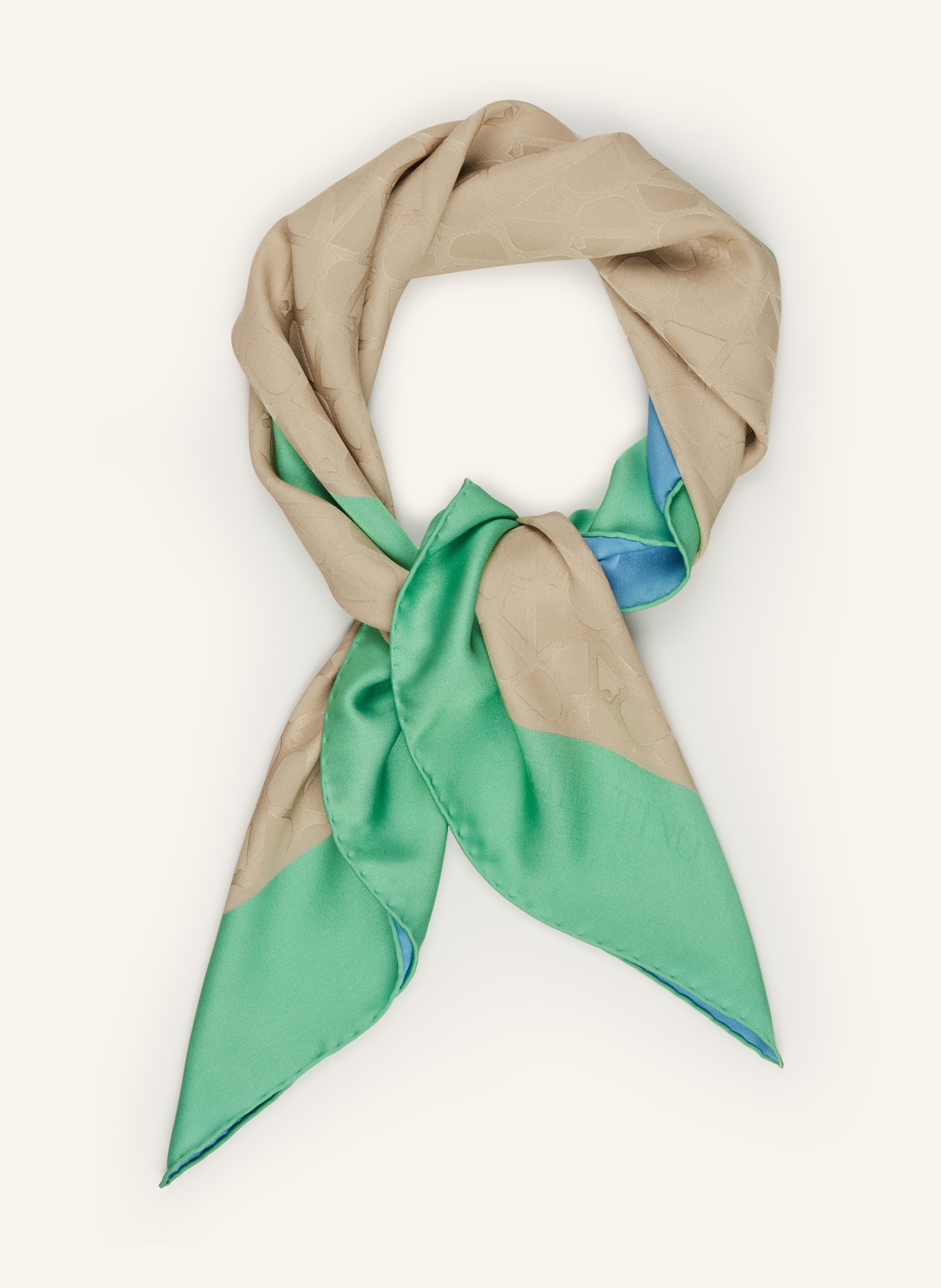 VALENTINO GARAVANI Silk scarf TOILE ICONOGRAPHE, Color: GREEN/ LIGHT BLUE/ KHAKI (Image 2)
