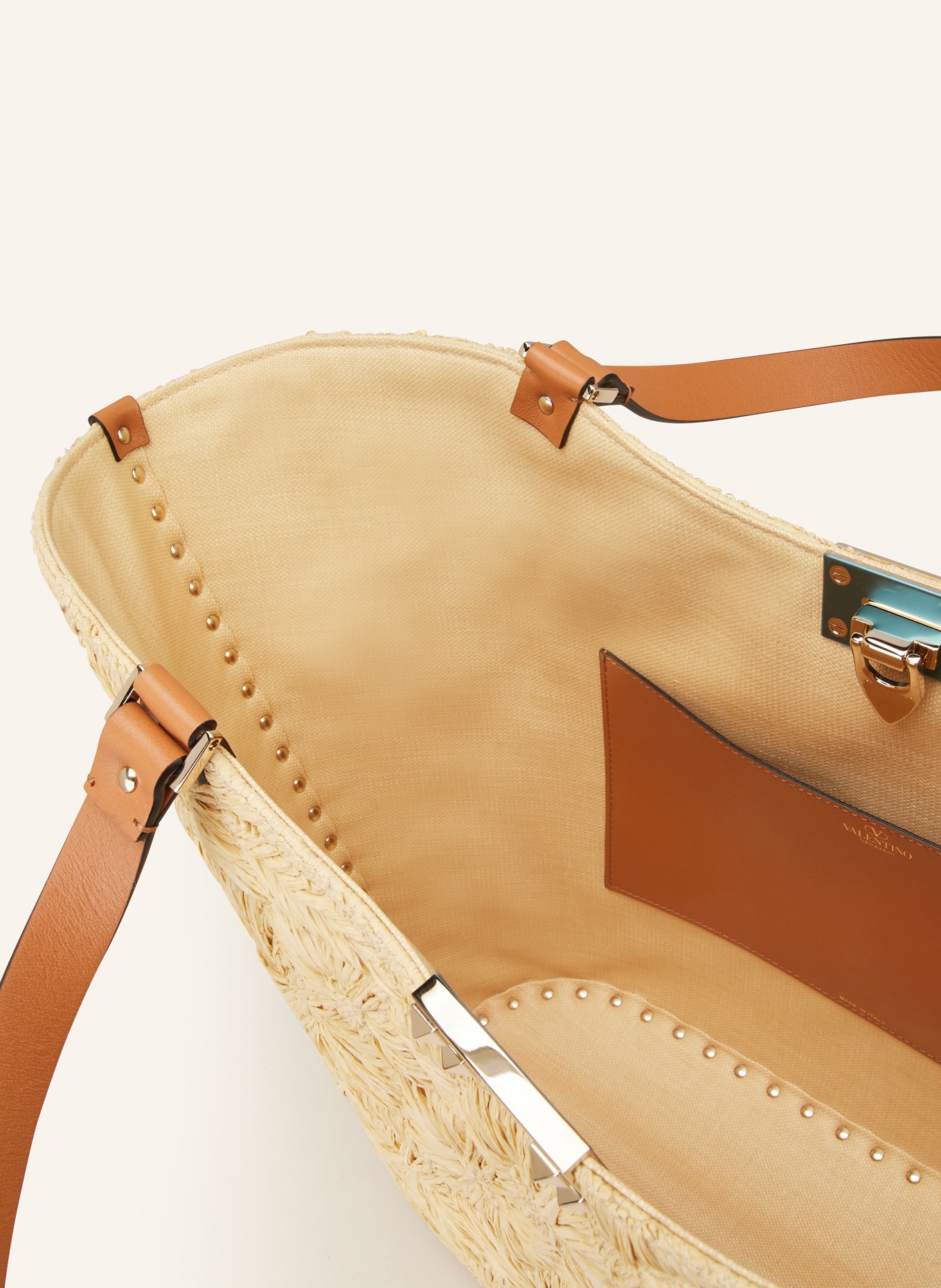 VALENTINO GARAVANI Shopper ROCKSTUD, Color: CREAM/ COGNAC (Image 3)