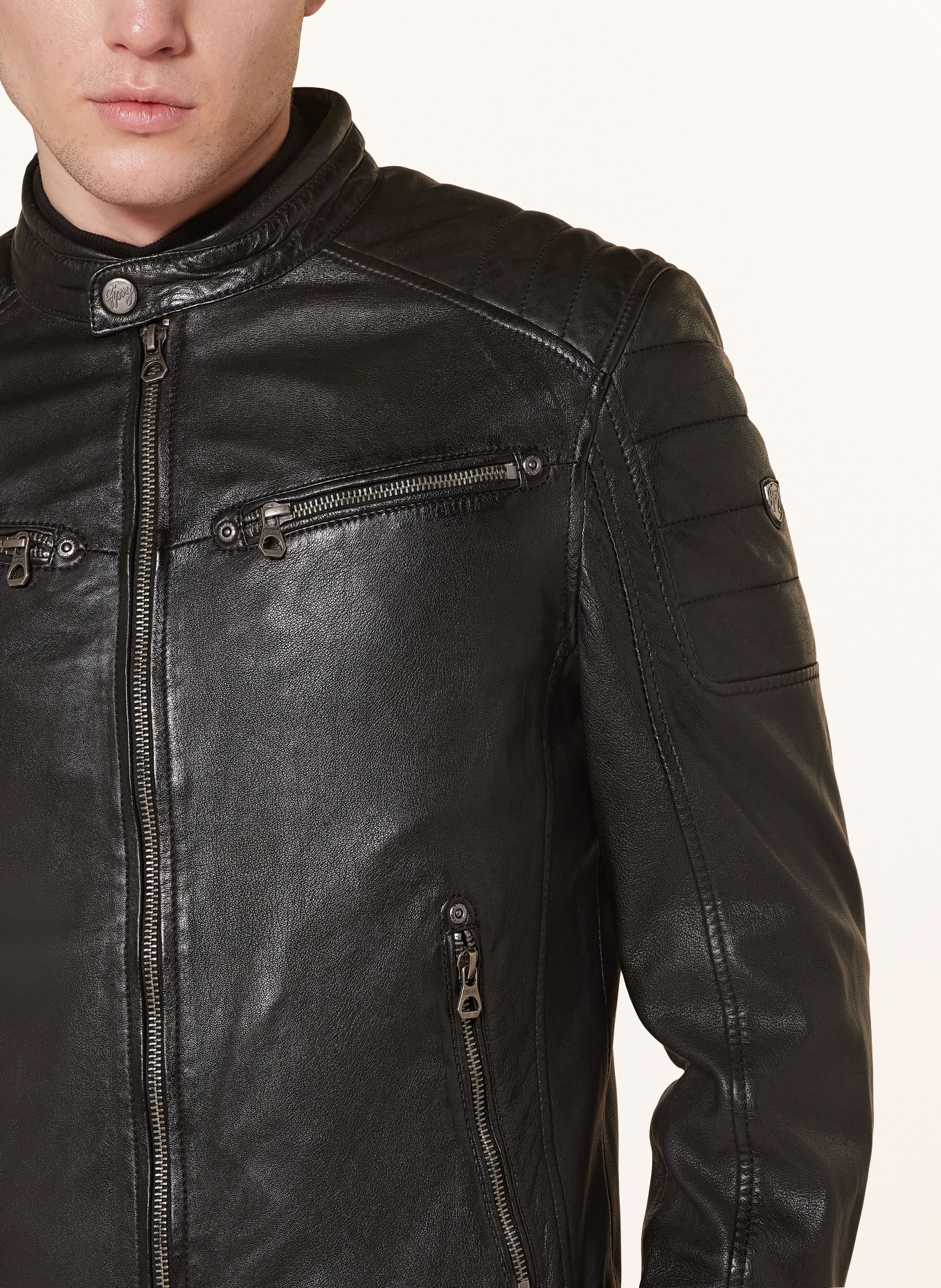gipsy Leather jacket GBDERRY, Color: BLACK (Image 4)