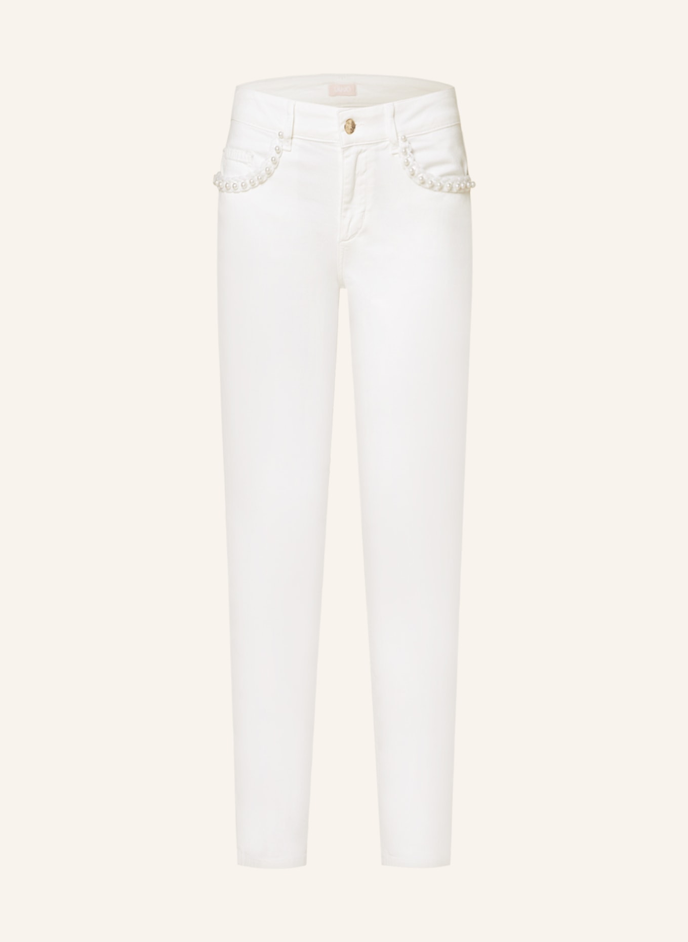 LIU JO Trousers with decorative beads, Color: WHITE (Image 1)