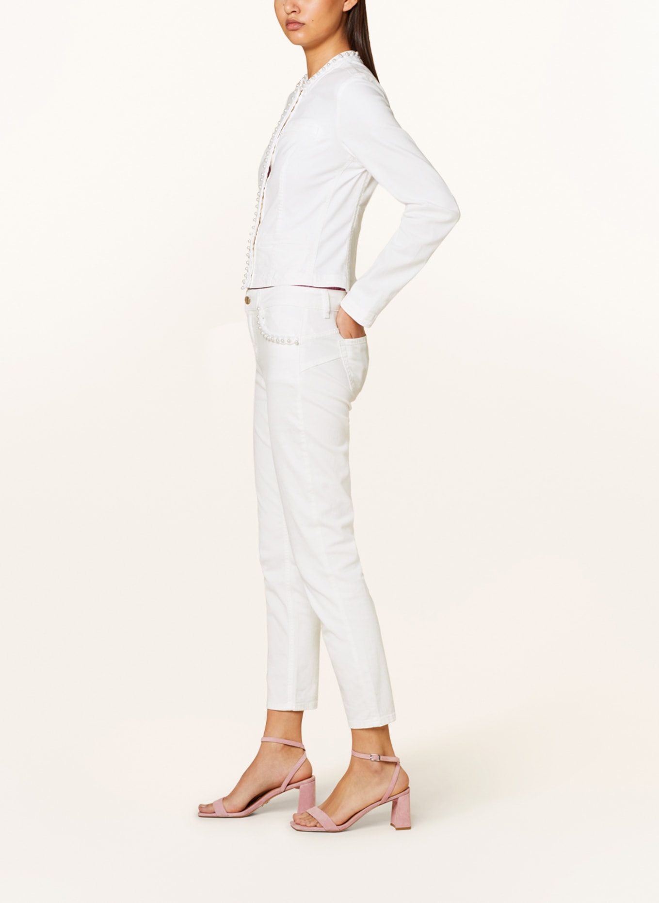 LIU JO Trousers with decorative beads, Color: WHITE (Image 4)