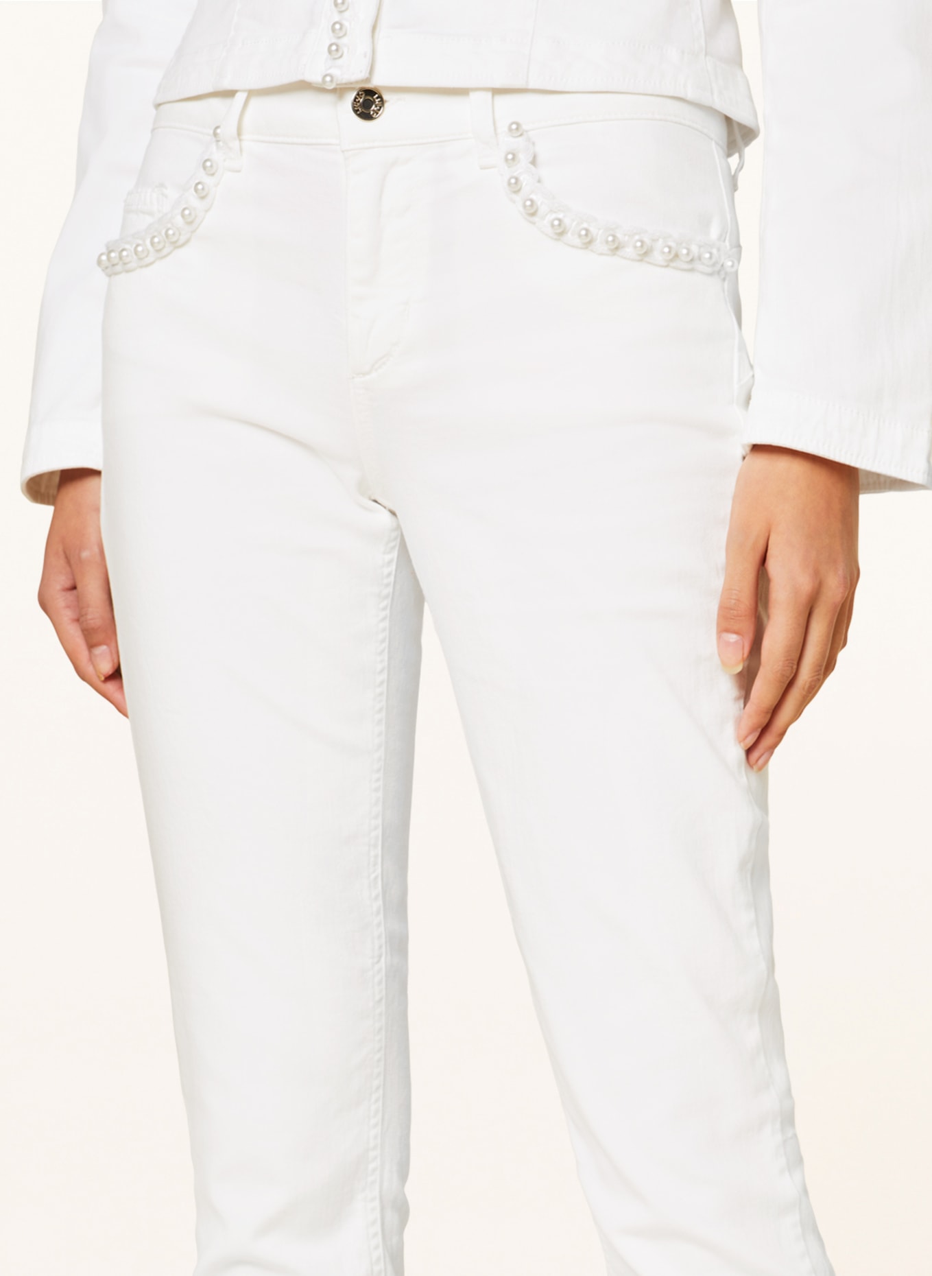 LIU JO Trousers with decorative beads, Color: WHITE (Image 5)
