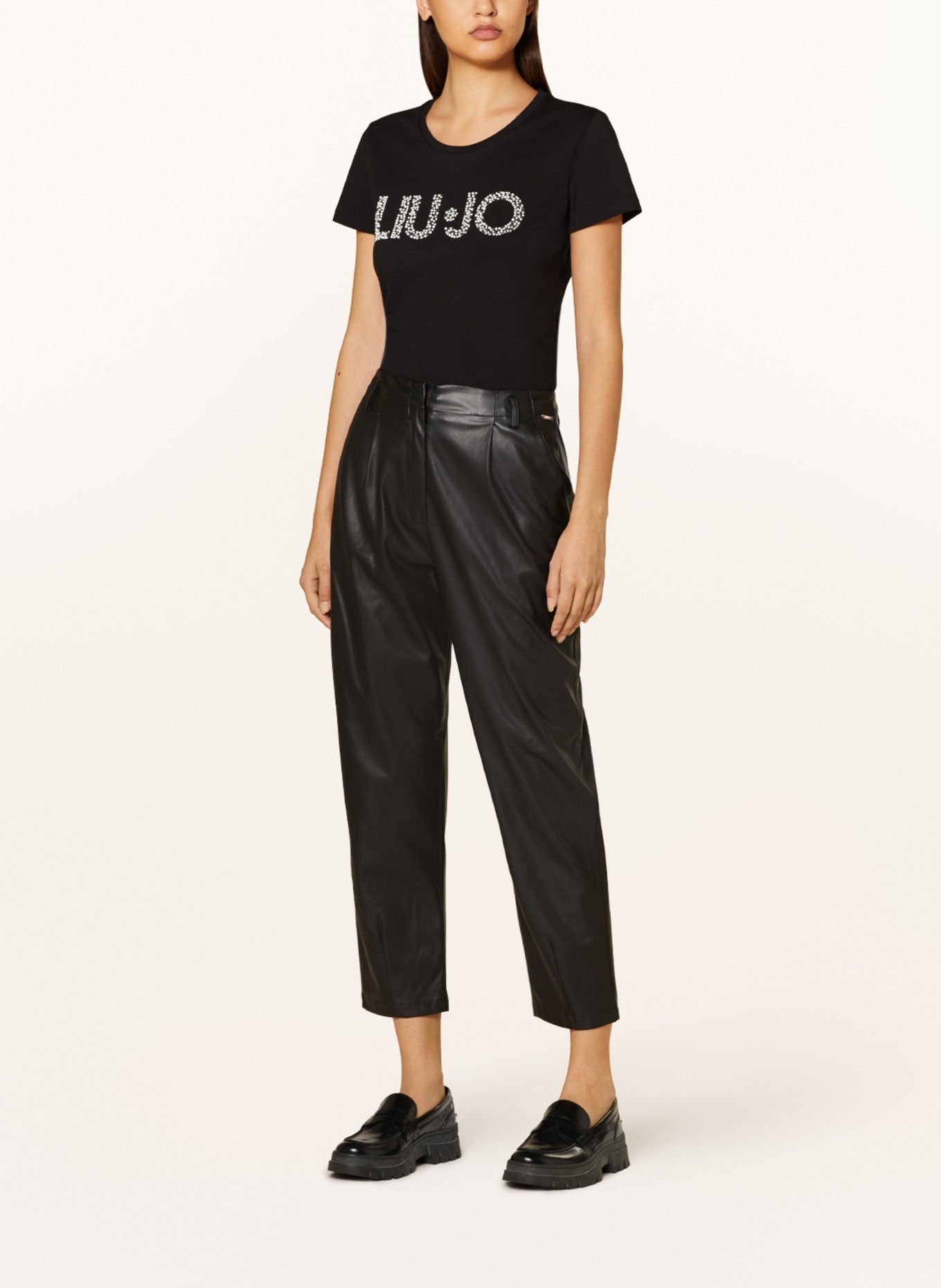 LIU JO T-shirt with decorative gems and decorative beads, Color: BLACK (Image 2)
