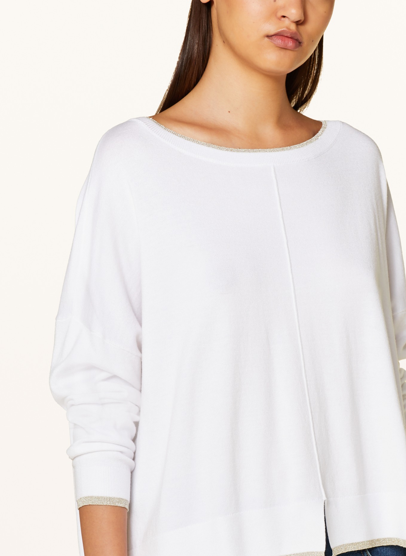 LIU JO Sweater with glitter thread and decorative gems, Color: WHITE (Image 4)