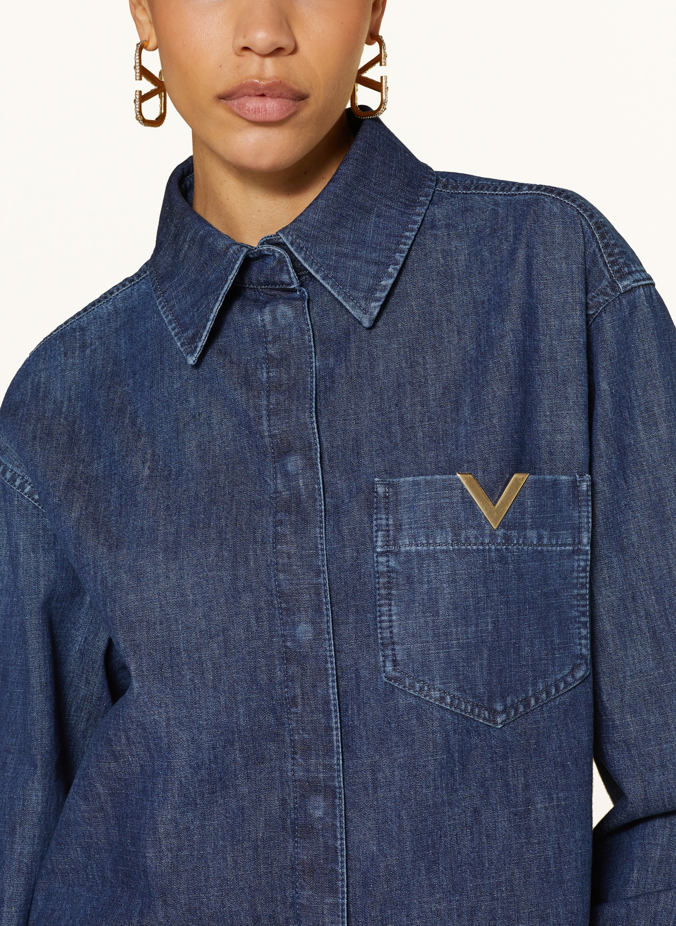 VALENTINO Denim blouse, Color: DARK BLUE (Image 4)