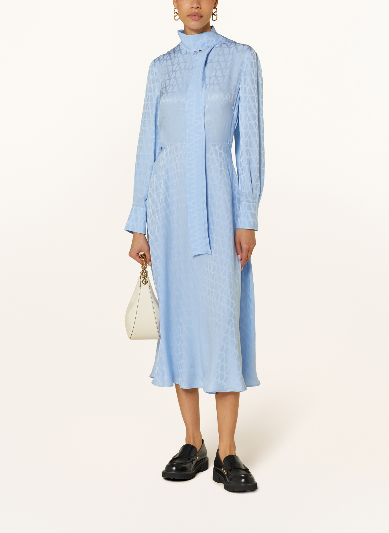 VALENTINO Silk dress TOILE ICONOGRAPHE with bow, Color: LIGHT BLUE (Image 2)