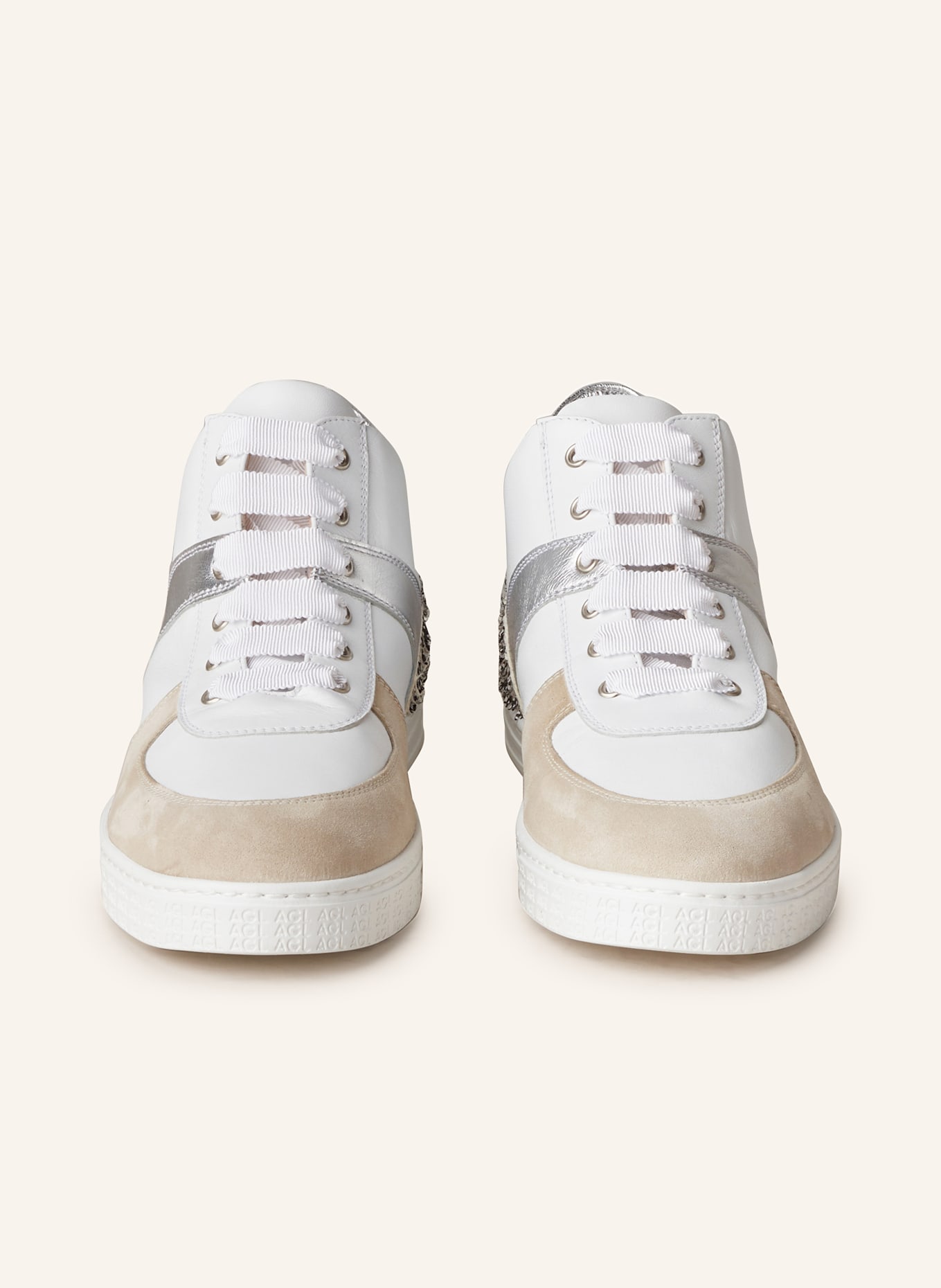AGL Sneakers ILENIA, Color: WHITE/ BEIGE/ SILVER (Image 3)