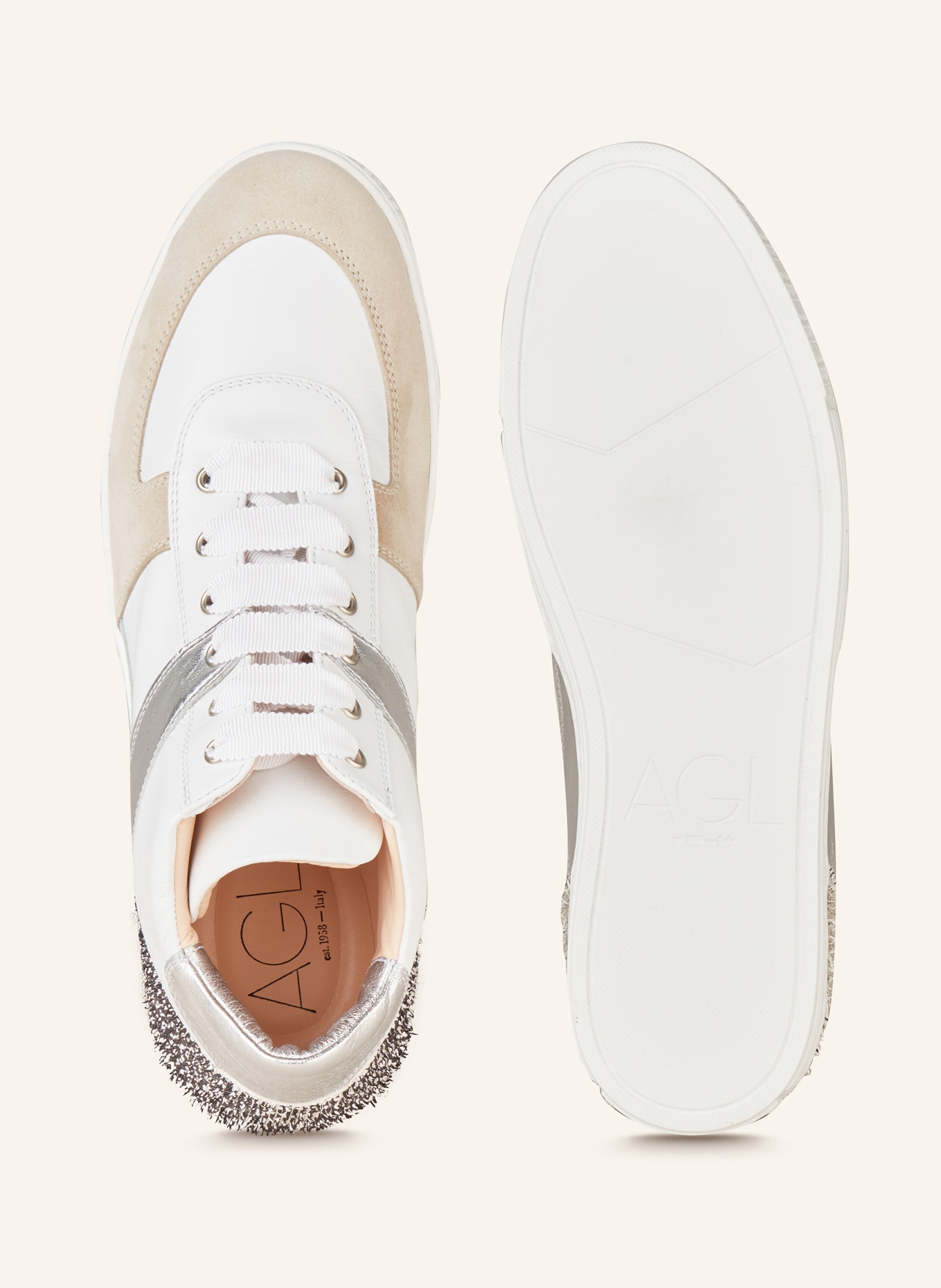 AGL Sneakers ILENIA, Color: WHITE/ BEIGE/ SILVER (Image 5)
