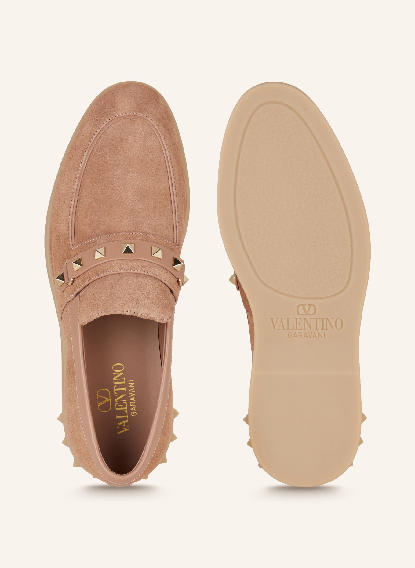 VALENTINO GARAVANI Loafers LEISURE FLOWS with rivets, Color: CAMEL (Image 5)