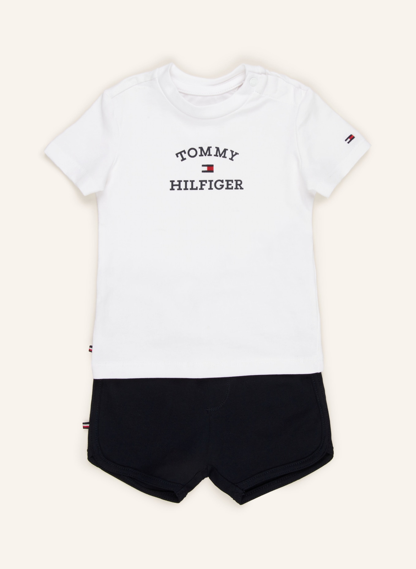 TOMMY HILFIGER Set: T-Shirt und Shorts, Farbe: WEISS/ DUNKELBLAU (Bild 1)