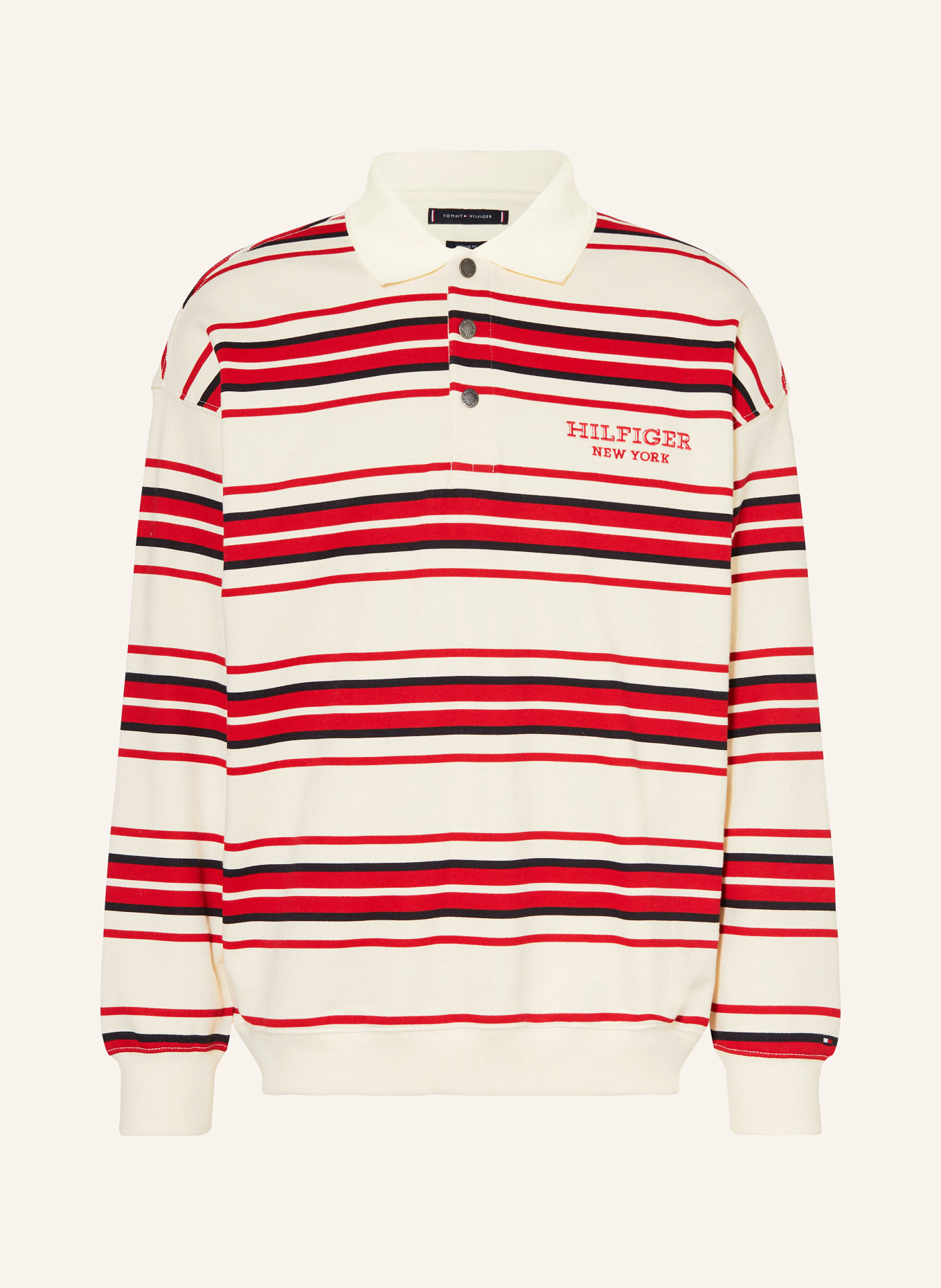 TOMMY HILFIGER Koszulka w stylu rugby, Kolor: ECRU/ CZERWONY/ CZARNY (Obrazek 1)