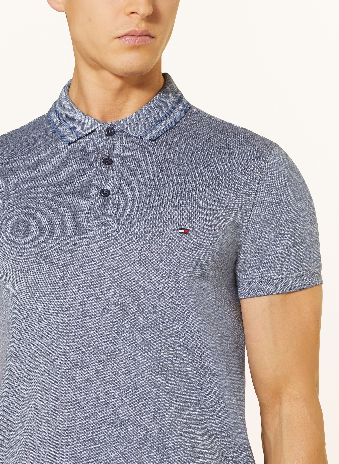 TOMMY HILFIGER Piqué-Poloshirt Slim Fit, Farbe: BLAU (Bild 4)