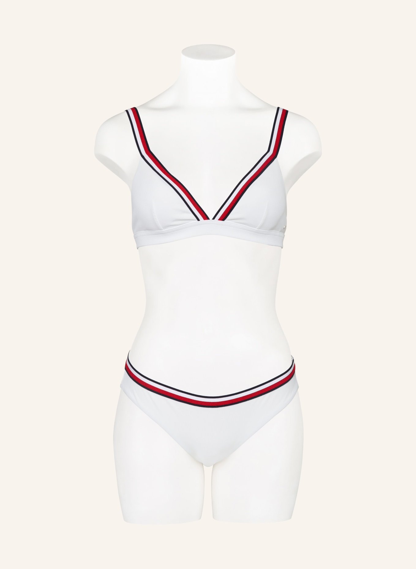 TOMMY HILFIGER Triangel-Bikini-Top, Farbe: WEISS/ BLAU/ DUNKELROT (Bild 2)