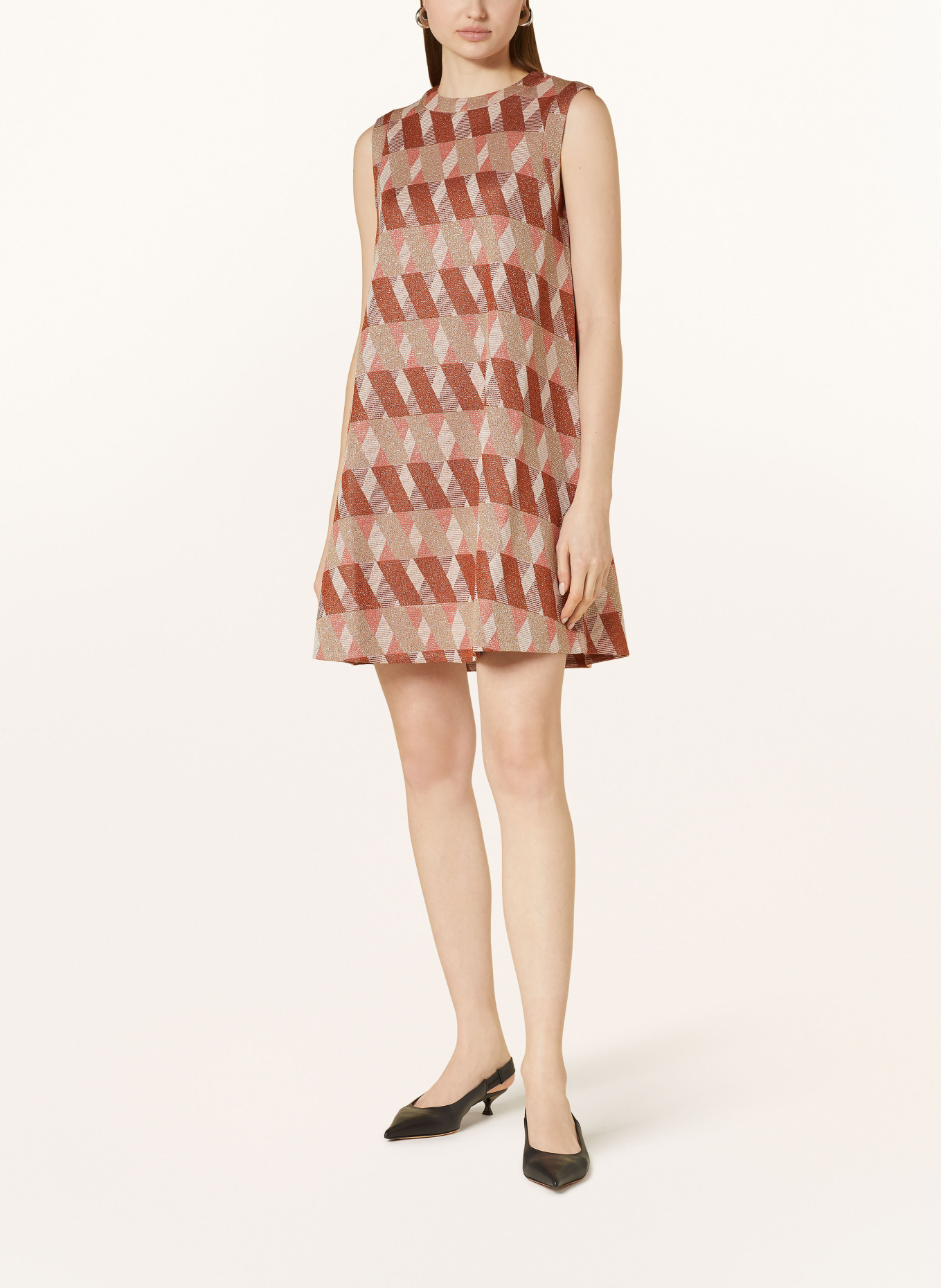MARELLA Dress with glitter thread, Color: BEIGE/ COGNAC/ ROSE (Image 2)