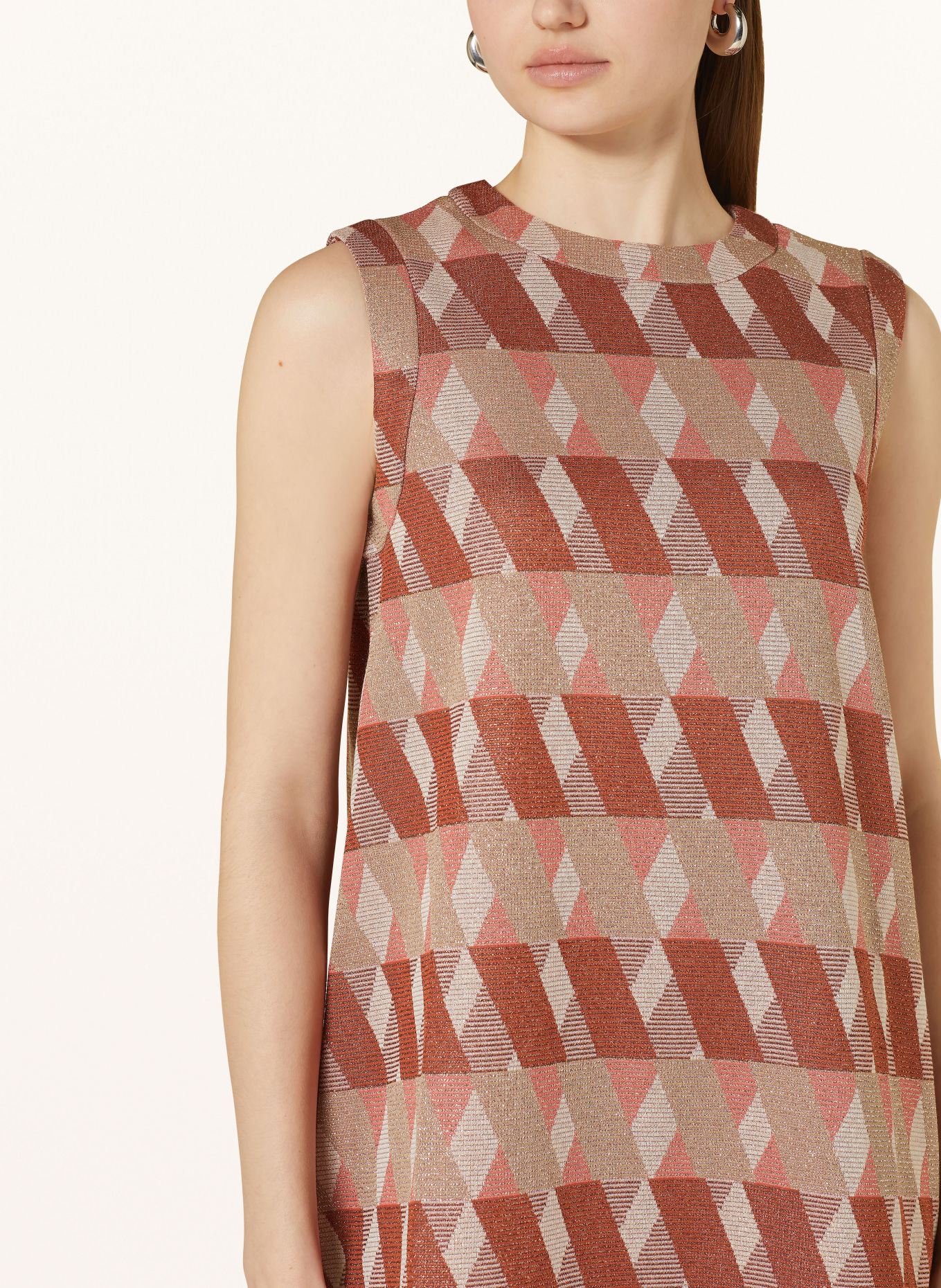 MARELLA Dress with glitter thread, Color: BEIGE/ COGNAC/ ROSE (Image 4)