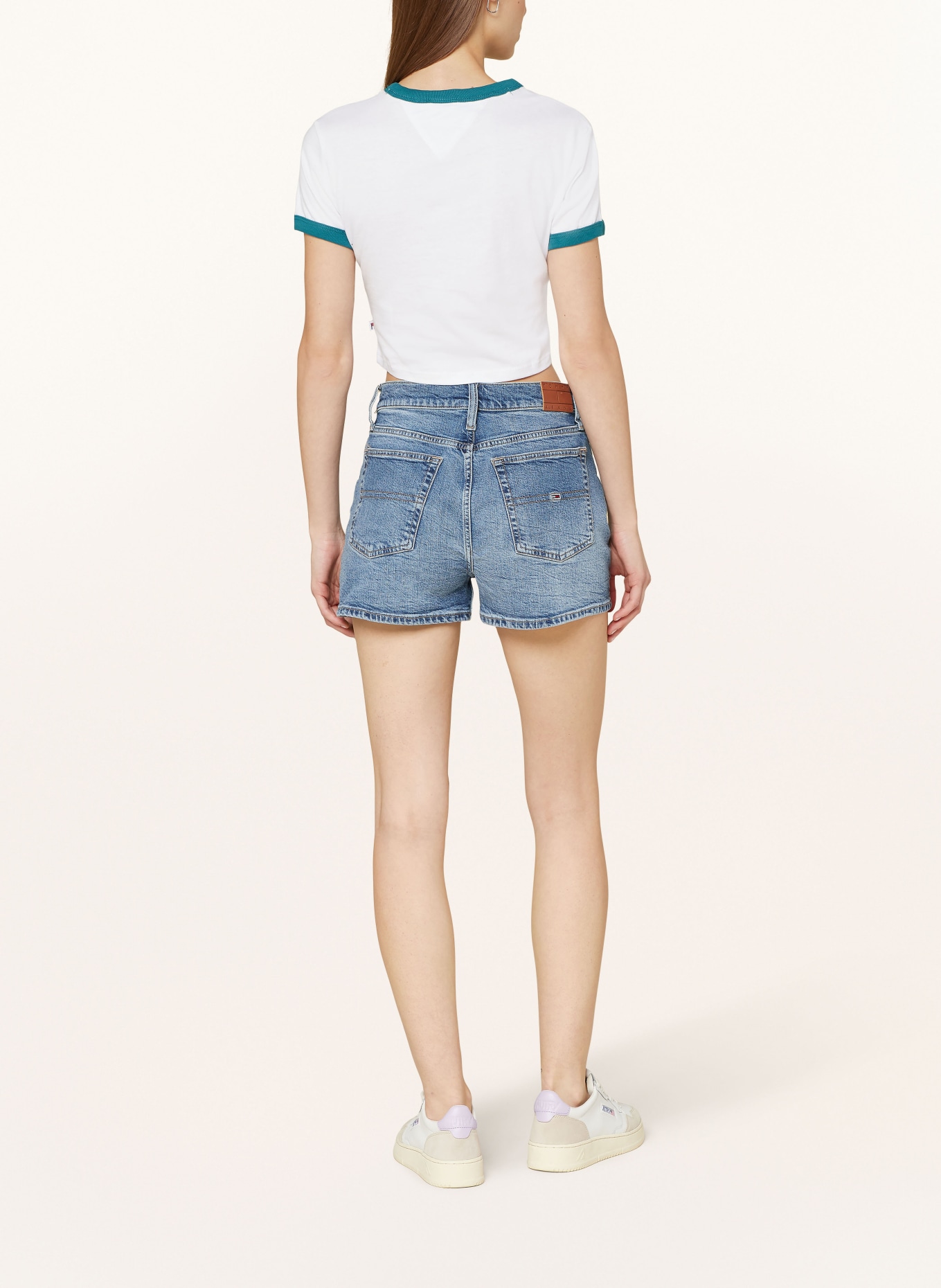 TOMMY JEANS Cropped shirt, Color: WHITE/ TEAL (Image 3)