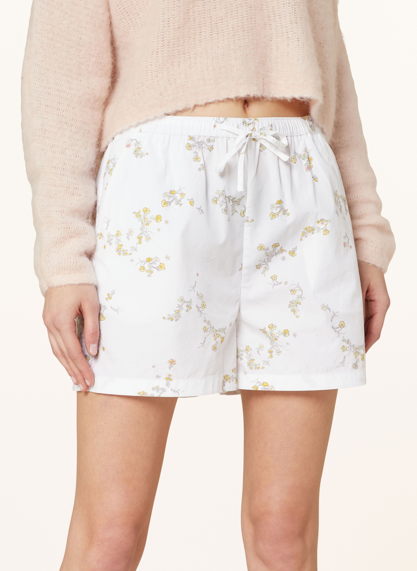 TOMMY JEANS Shorts, Color: WHITE/ YELLOW/ LIGHT GREEN (Image 5)