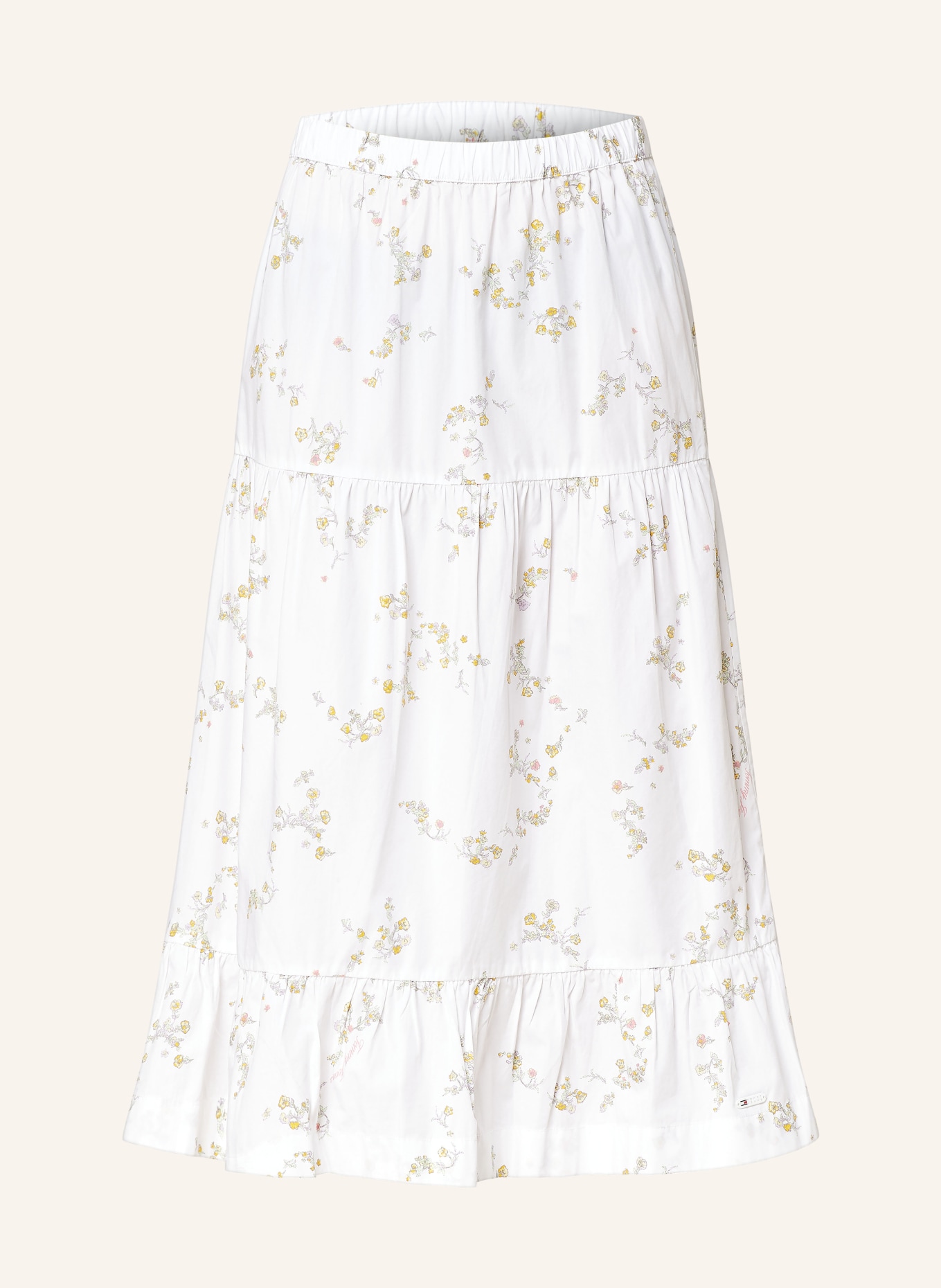 TOMMY JEANS Skirt with ruffles, Color: WHITE/ YELLOW/ LIGHT GREEN (Image 1)
