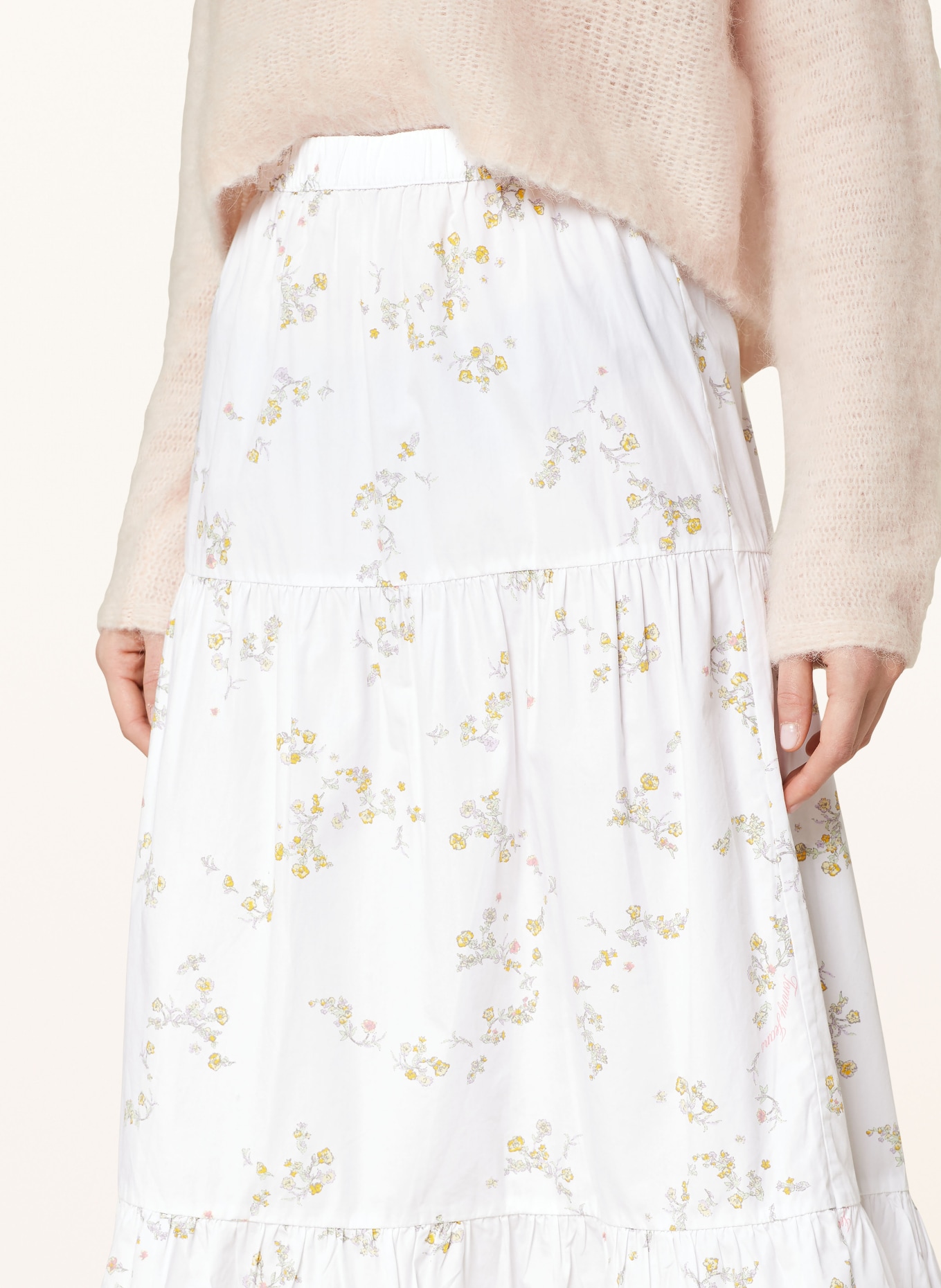 TOMMY JEANS Skirt with ruffles, Color: WHITE/ YELLOW/ LIGHT GREEN (Image 4)