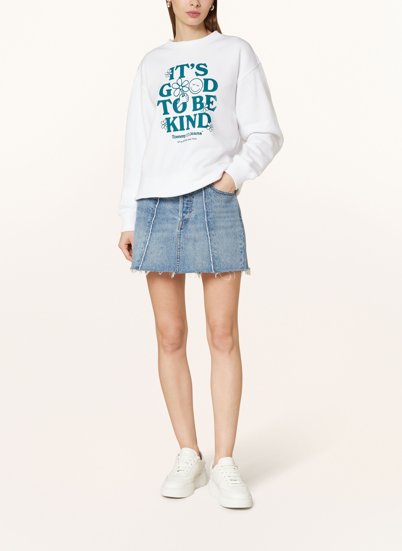 TOMMY JEANS Sweatshirt, Color: WHITE/ TEAL (Image 2)