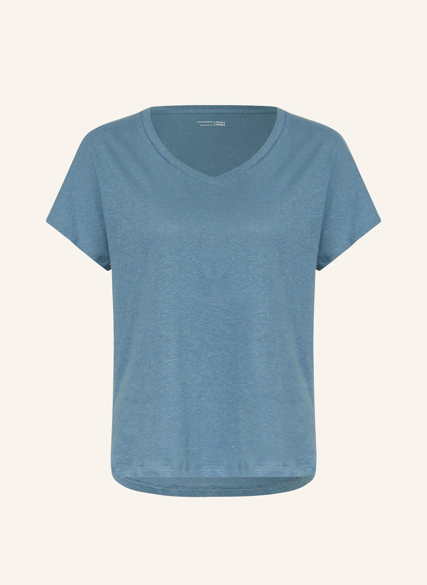 SCHIESSER Koszulka od piżamy MIX + RELAX z dodatkiem lnu, Kolor: SZARONIEBIESKI (Obrazek 1)
