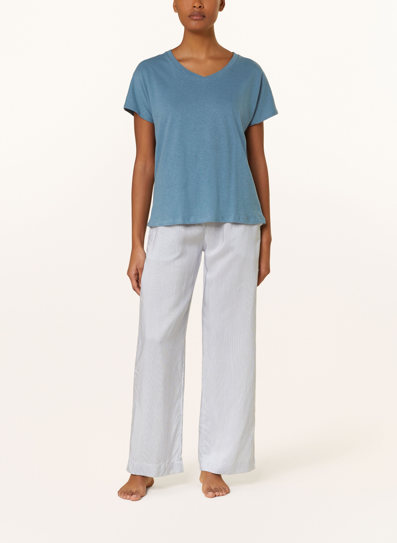SCHIESSER Pajama shirt MIX + RELAX with linen, Color: BLUE GRAY (Image 2)