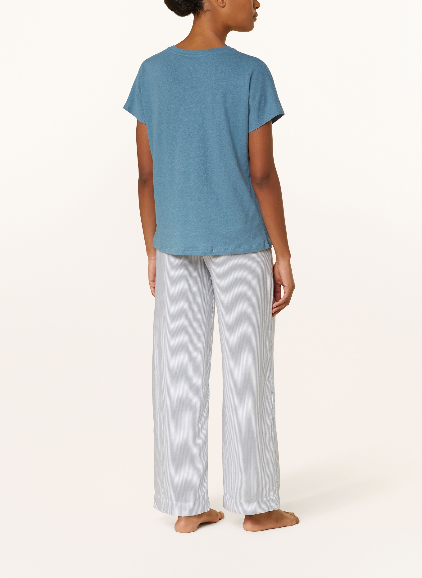 SCHIESSER Pajama shirt MIX + RELAX with linen, Color: BLUE GRAY (Image 3)