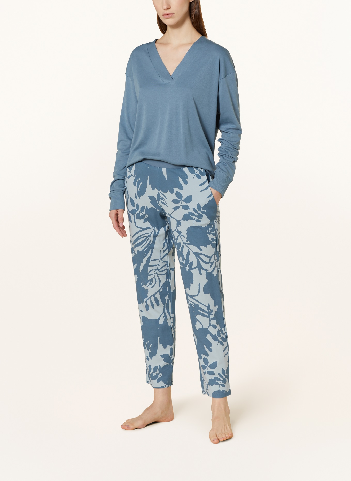 SCHIESSER 7/8 pajamas MODERN NIGHTWEAR, Color: BLUE GRAY/ LIGHT BLUE (Image 2)