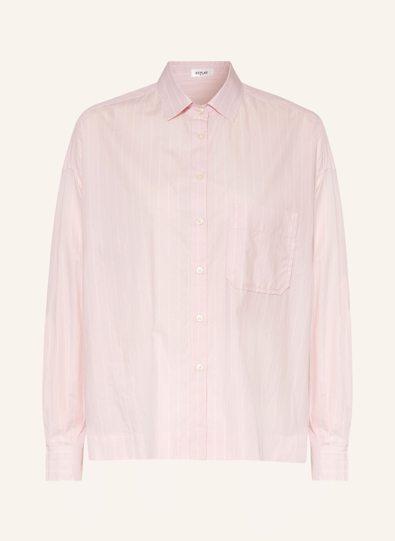 REPLAY Shirt blouse, Color: PINK/ WHITE (Image 1)