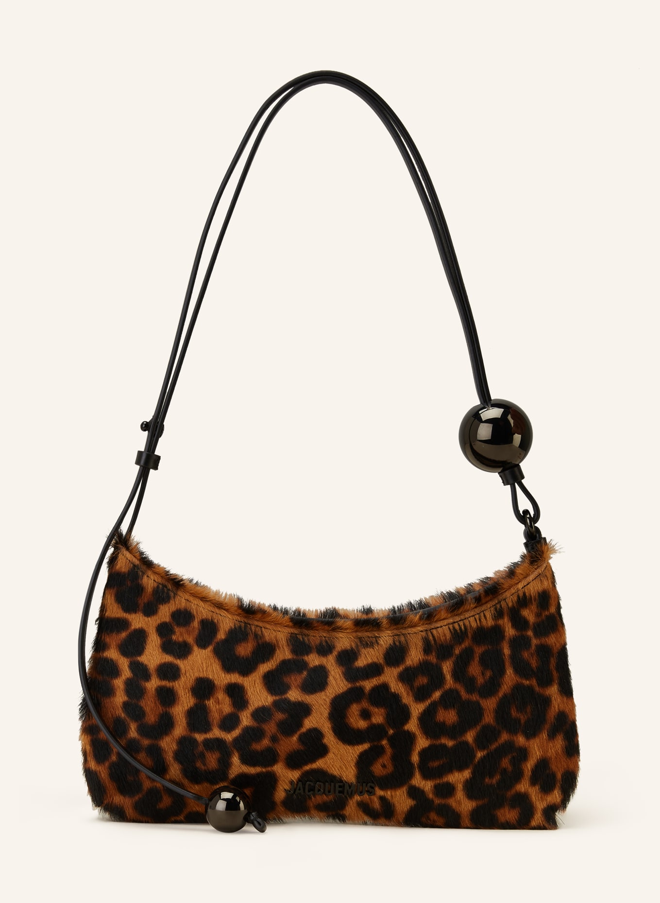 JACQUEMUS Handbag LE BISOU with real fur and decorative beads, Color: BROWN/ BLACK (Image 1)