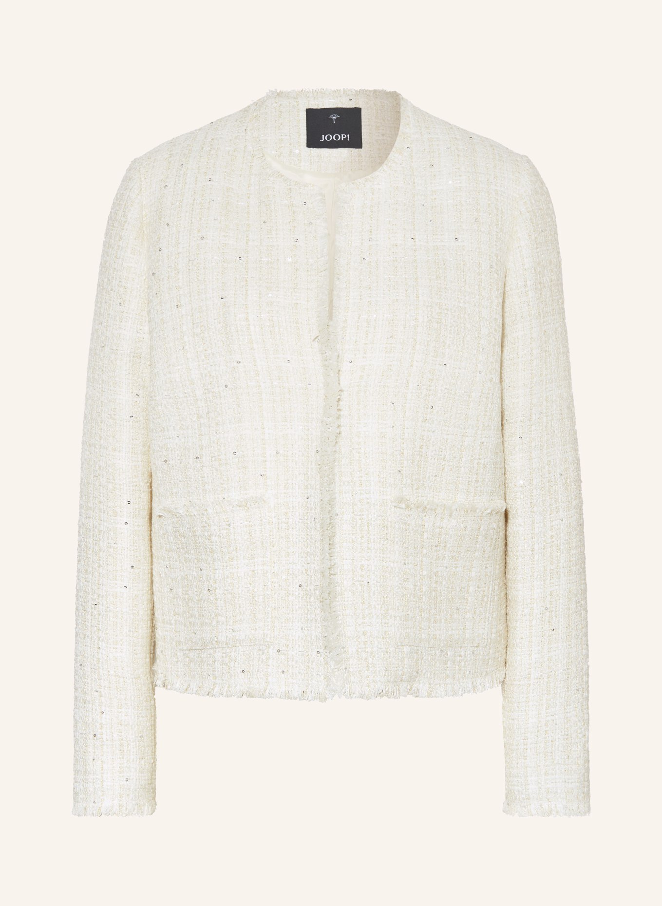 JOOP! Tweed jacket with glitter thread and sequins, Color: WHITE/ GOLD/ SILVER (Image 1)