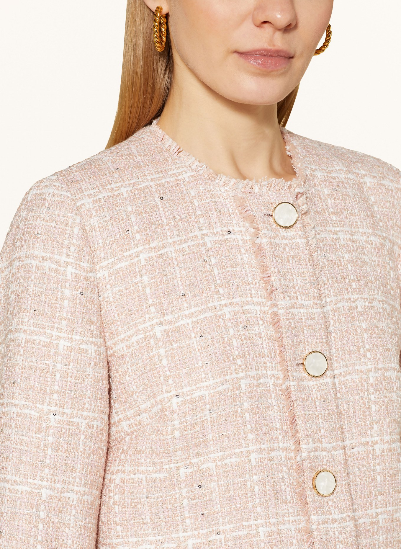 JOOP! Tweed-Jacke mit Glitzergarn und Pailletten, Farbe: ROSÉ (Bild 4)