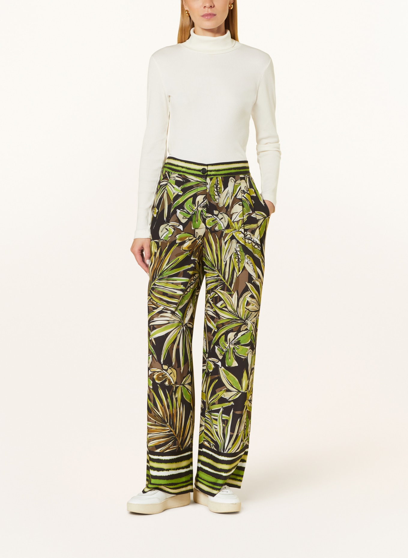 MARC CAIN Trousers, Color: BLACK/ LIGHT GREEN/ OLIVE (Image 2)