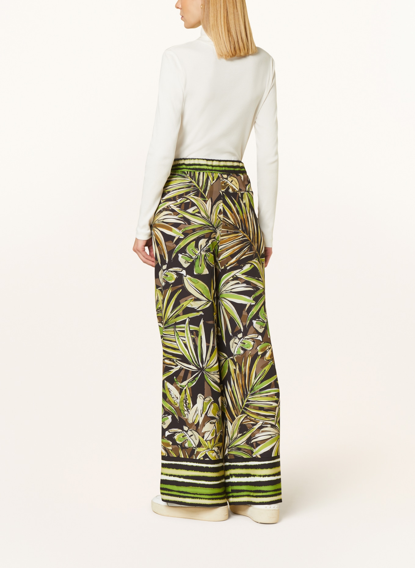 MARC CAIN Trousers, Color: BLACK/ LIGHT GREEN/ OLIVE (Image 3)
