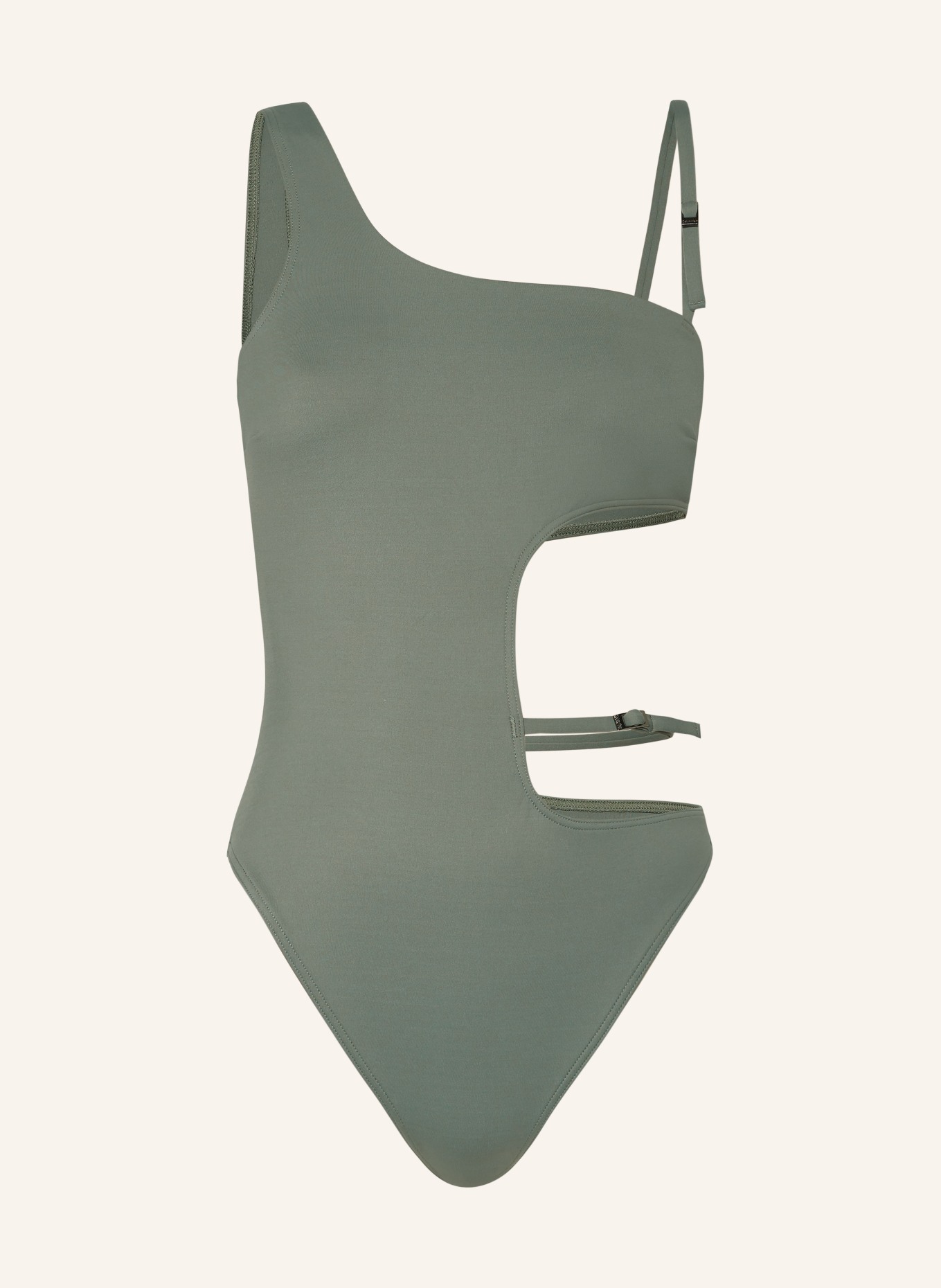 Calvin Klein One-Shoulder-Badeanzug CK MICRO BELT, Farbe: GRÜN (Bild 1)