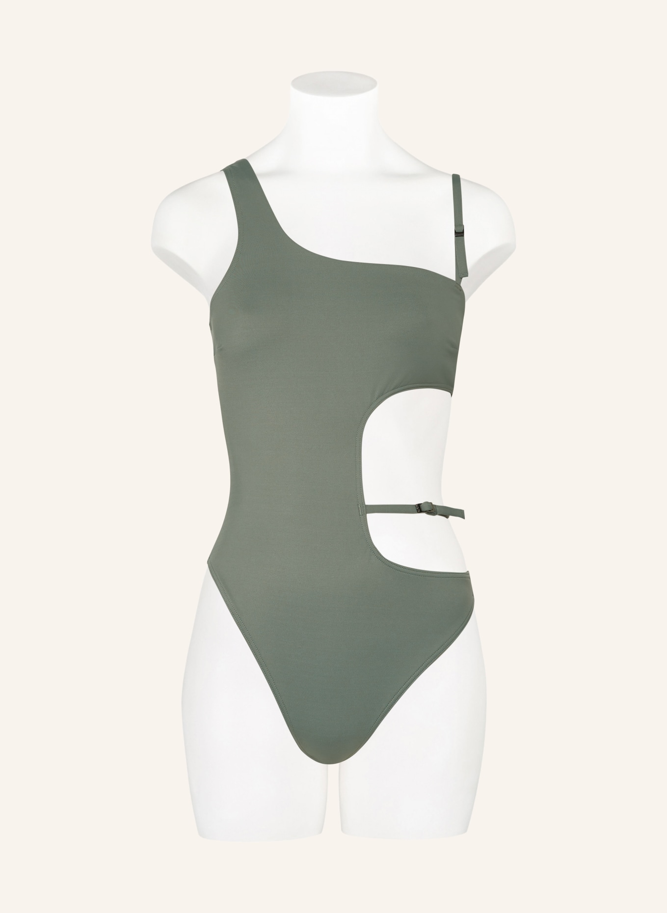 Calvin Klein One-Shoulder-Badeanzug CK MICRO BELT, Farbe: GRÜN (Bild 2)