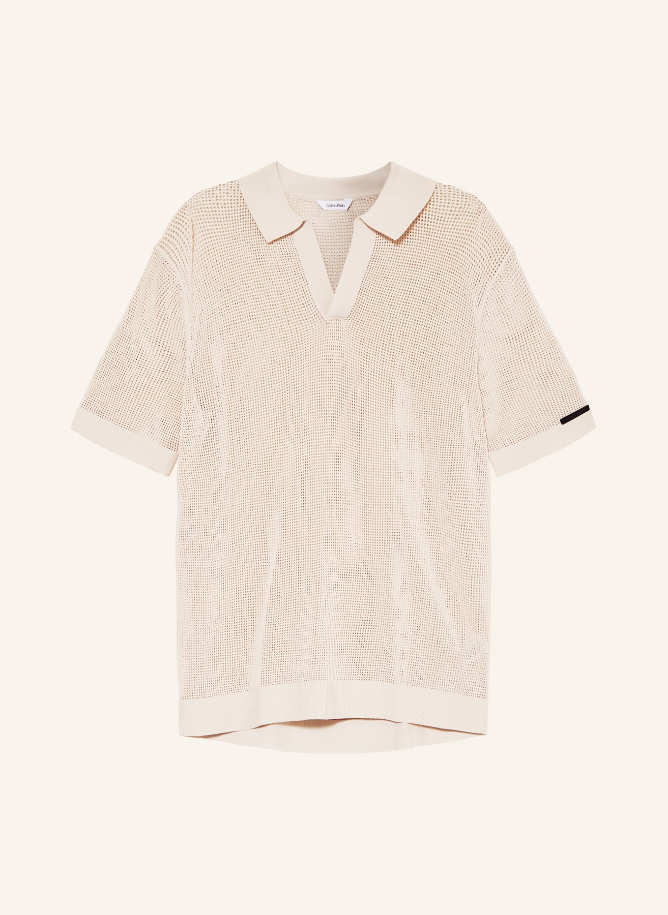 Calvin Klein Strick-Poloshirt, Farbe: BEIGE (Bild 1)