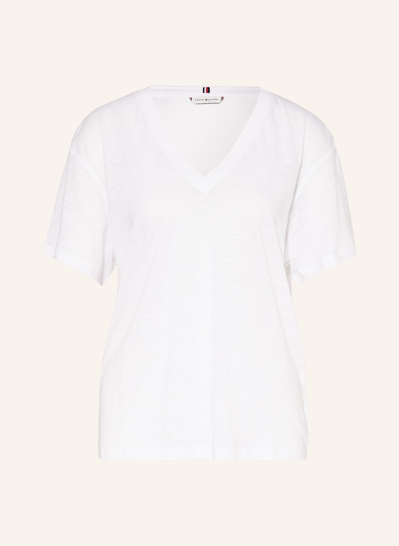 TOMMY HILFIGER T-shirt with linen, Color: WHITE (Image 1)