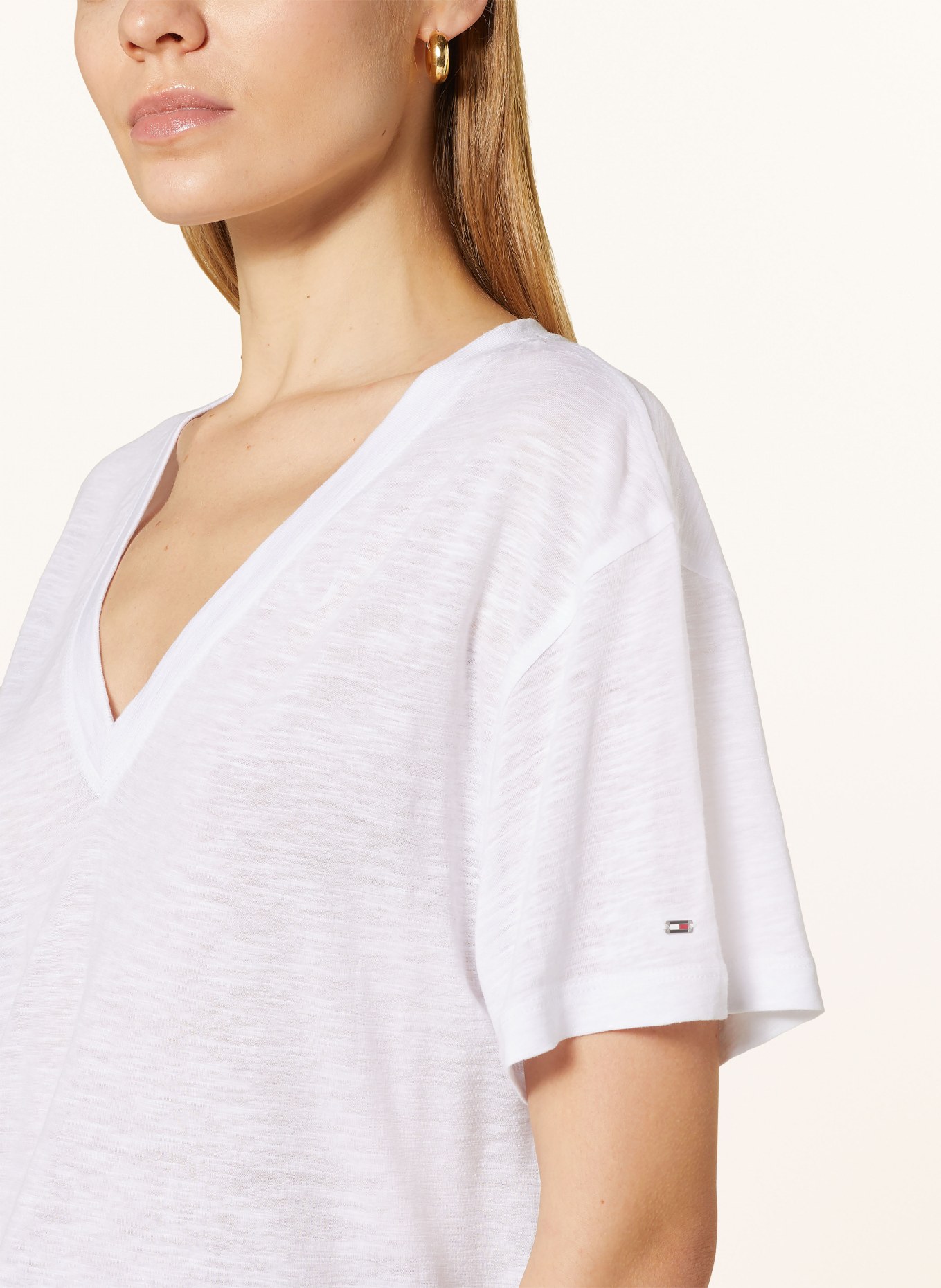 TOMMY HILFIGER T-shirt with linen, Color: WHITE (Image 4)