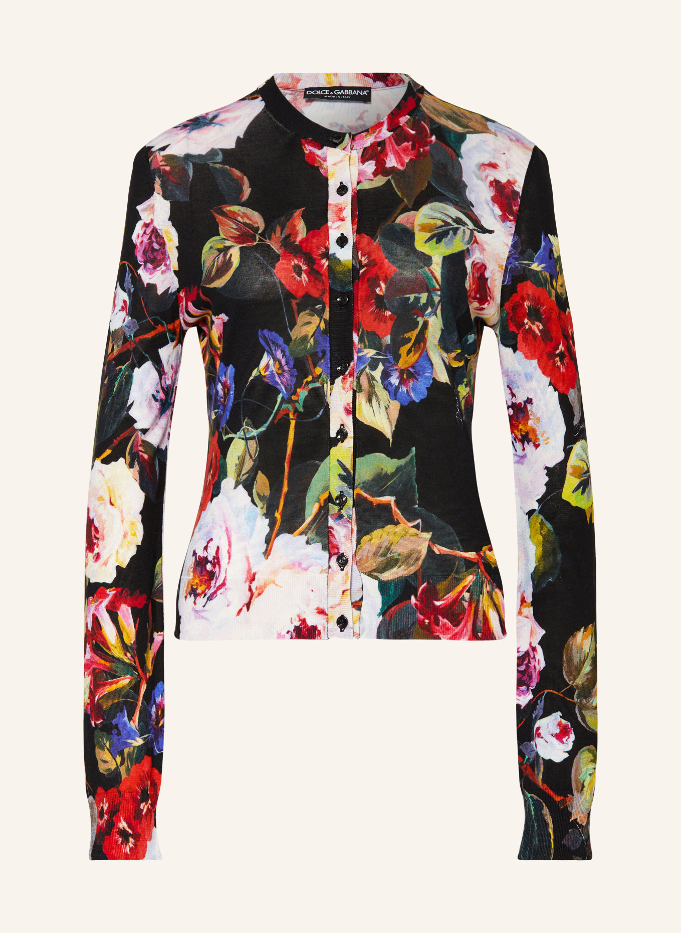 DOLCE & GABBANA Cardigan made of silk, Color: BLACK/ RED/ GREEN (Image 1)