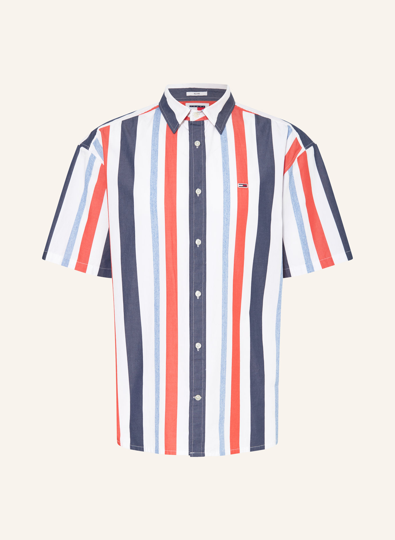TOMMY JEANS Short sleeve shirt relaxed fit, Color: WHITE/ BLUE/ RED (Image 1)