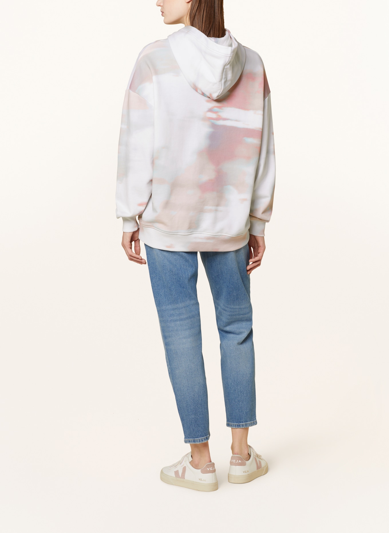 Calvin Klein Jeans Bluza z kapturem oversize, Kolor: BIAŁY/ BRUDNY RÓŻ/ MIĘTOWY (Obrazek 3)